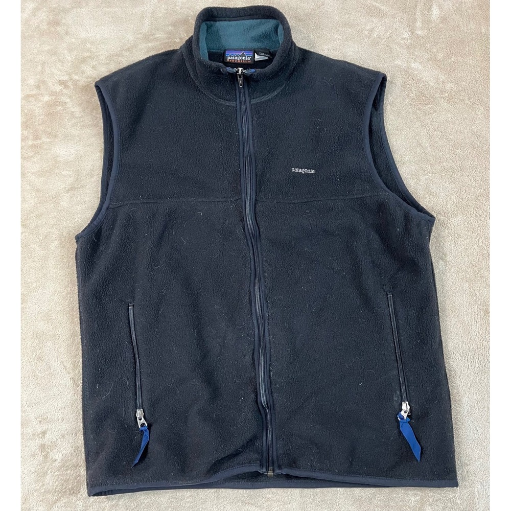 Vuntage USA Patagonia Synchilla Fleece Vest, Mens Large Black Full Zip EUC